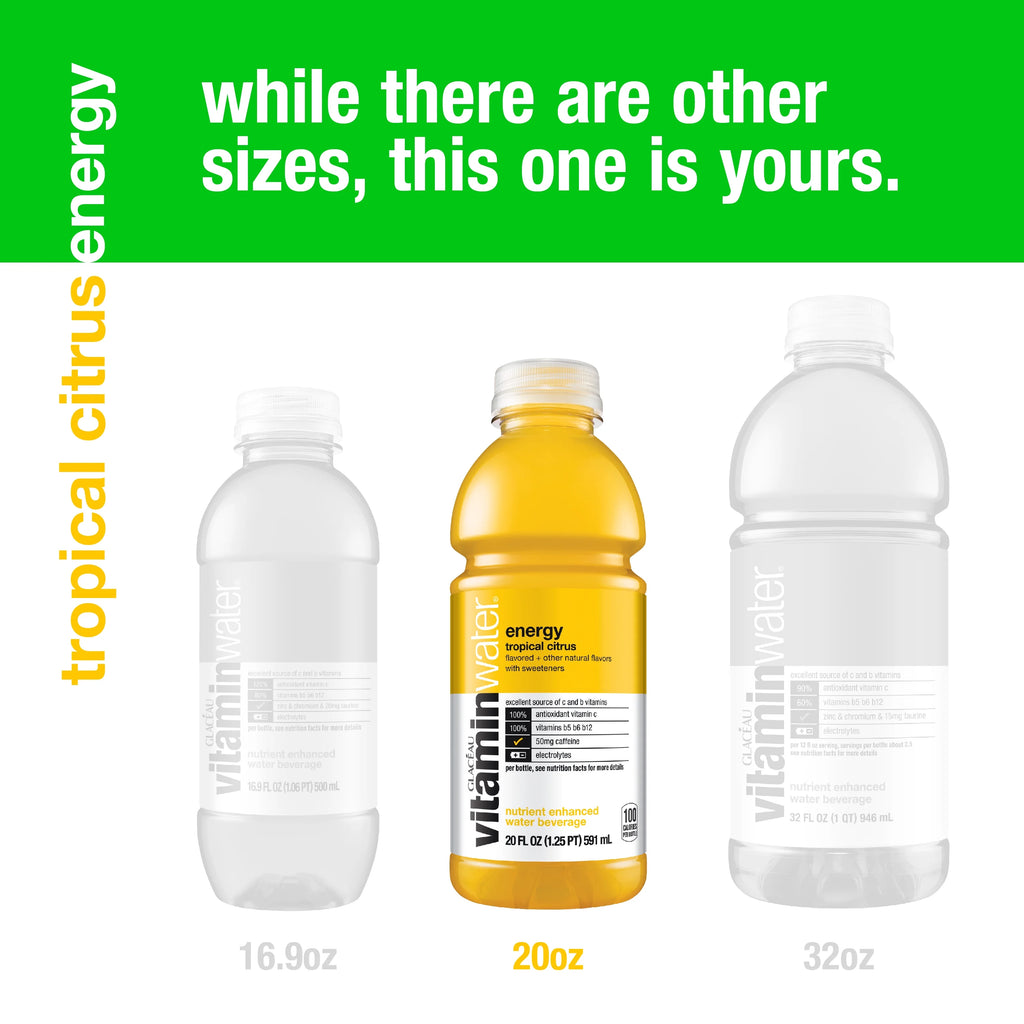Tropical Citrus Vitaminwater, 20 Fl Oz, 12 Count E329