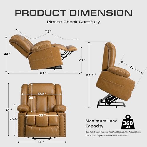 Power Lift Recliner Chair for Elderly with Heat and Massage, Adjustable Positions, Dark Brown P618617