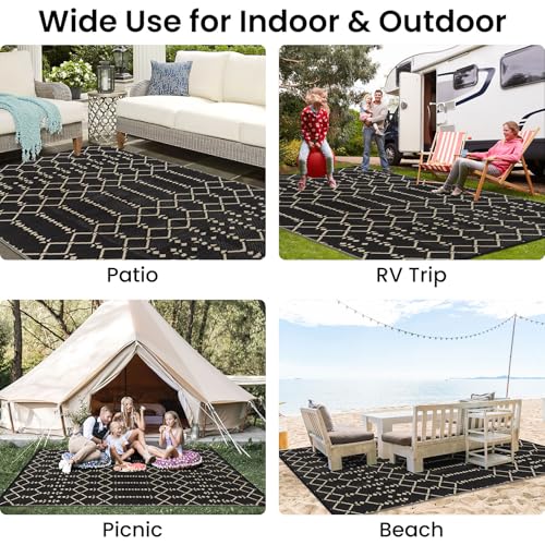 Waterproof Outdoor Rug 5x8 ft, Reversible Plastic Straw Patio Mat Z2613