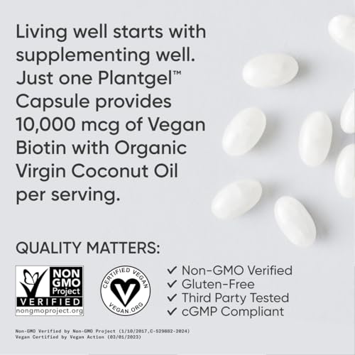 Vegan Biotin 10,000mcg with Coconut Oil Softgels T3327