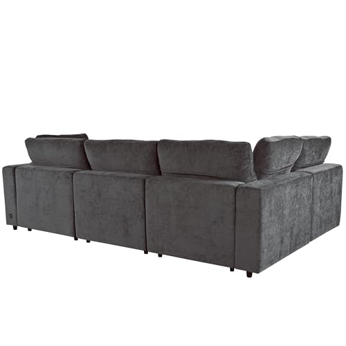 Modular Sectional Sofa with Ottoman, U-Shaped Lounge Couch H930