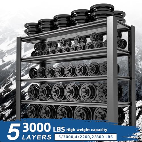 Heavy Duty Garage Shelving Unit, 5-Tier Adjustable Metal Storage Rack Y532