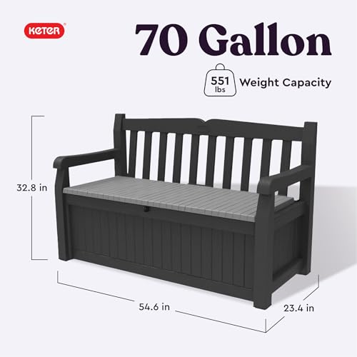 70 Gallon Outdoor Storage Bench Deck Box for Patio and Garden Tools S752