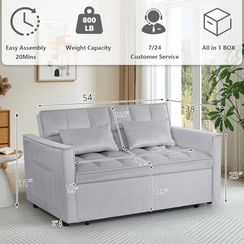 Convertible Sleeper Sofa Bed with Pull-Out Bed and Adjustable Backrest V521