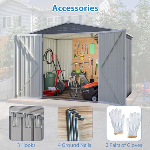 Outdoor Storage Shed, Heavy-Duty All-Weather Tool Shed with Lockable Doors C3585