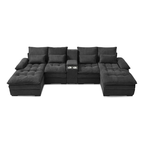 Modular Sectional Sofa with Ottoman, U-Shaped Lounge Couch H930