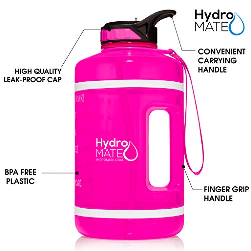 Half Gallon Water Bottle with Time Markers and Straw 64 oz Y6313