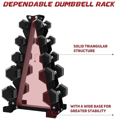 Rubber Coated Hex Dumbbell Set with Storage Rack T1246