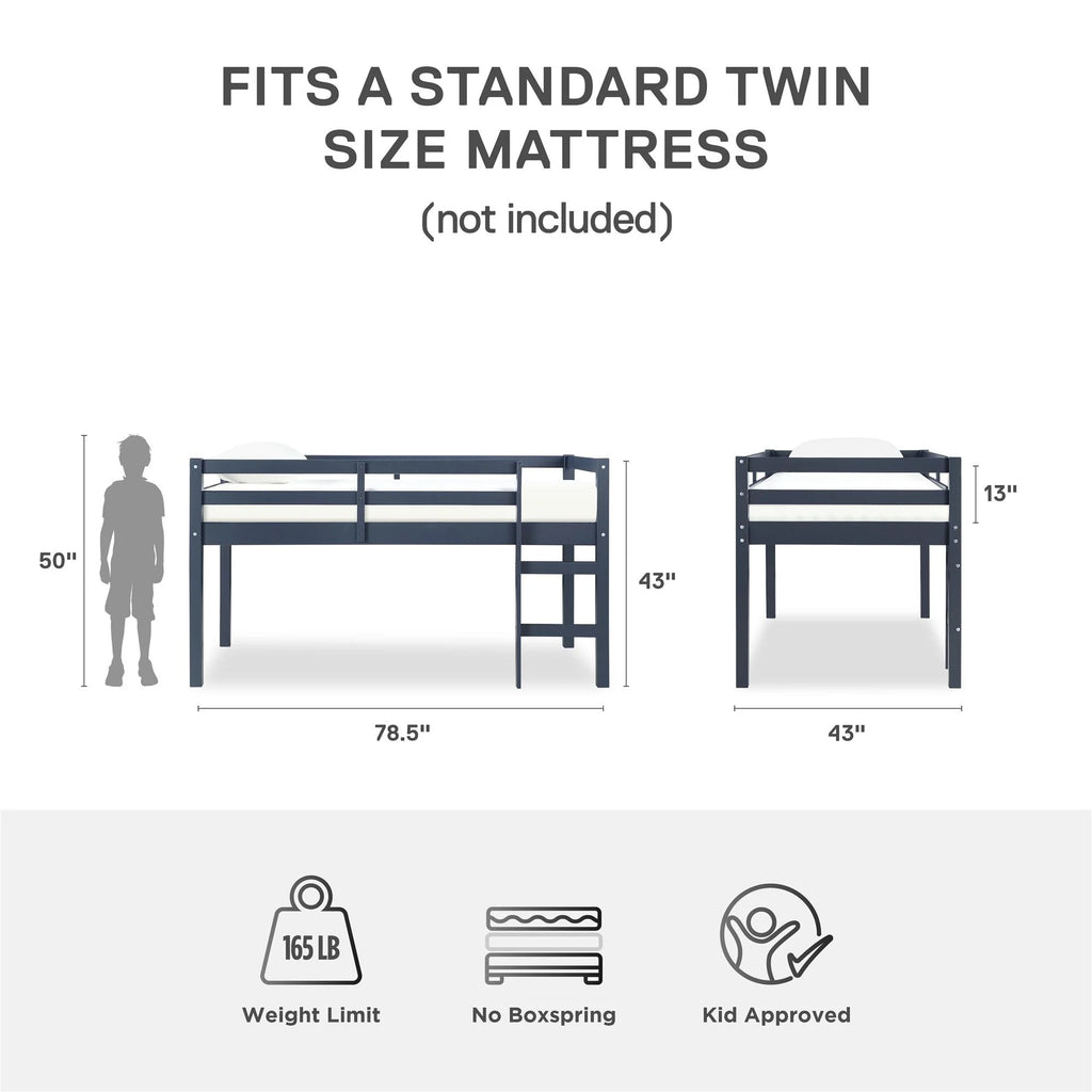 Junior Twin Loft Bed, Blue Q8172