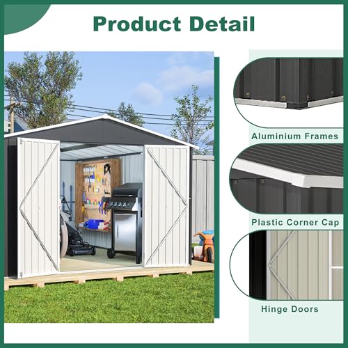 Outdoor Storage Shed, Heavy-Duty All-Weather Tool Shed with Lockable Doors C3585