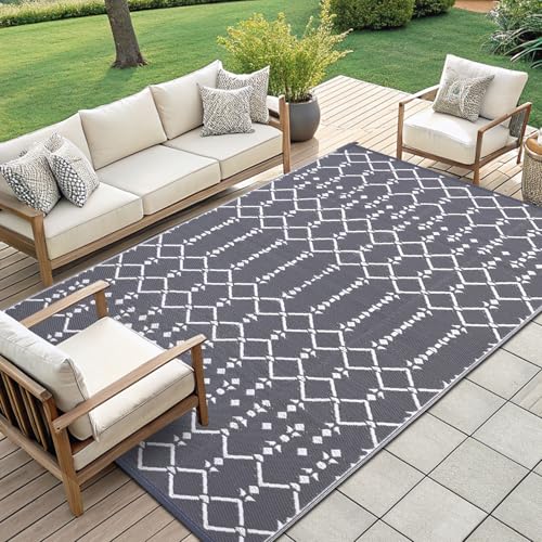 Waterproof Outdoor Rug 5x8 ft, Reversible Plastic Straw Patio Mat Z2613