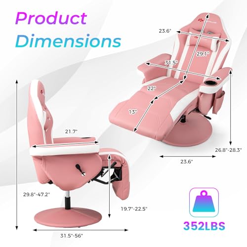 Massage Gaming Chair with Adjustable Backrest and Footrest G669073