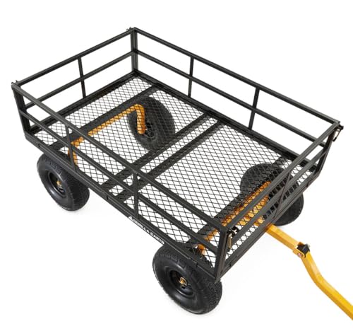 Heavy Duty Steel Mesh Utility Wagon Cart for Outdoor Hauling and Gardening I141134