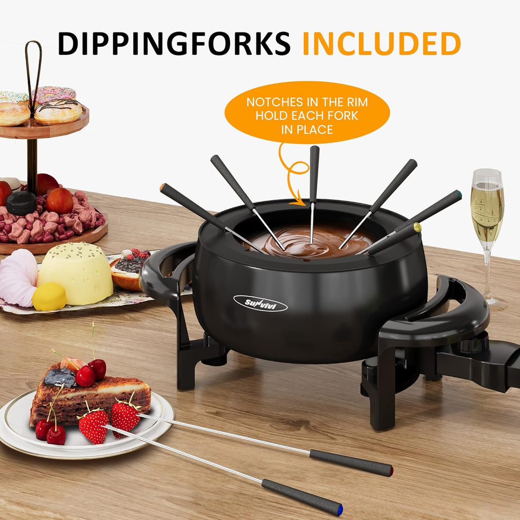 Electric Fondue Pot Set with Adjustable Temperature Control, 3 Quart, 8 Forks S5737