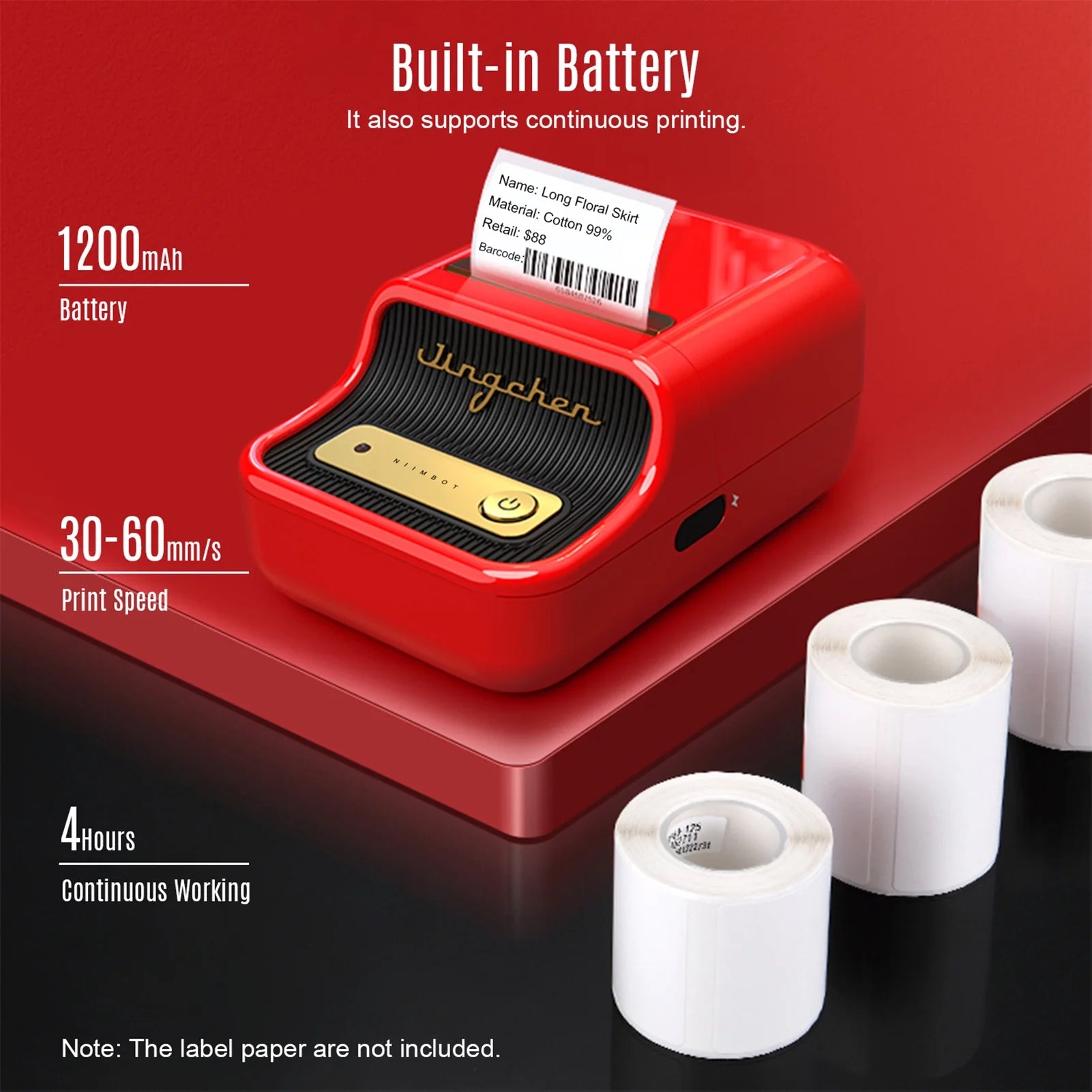 Portable Wireless BT Thermal Label Maker for Home Retail Store Labeling M801425