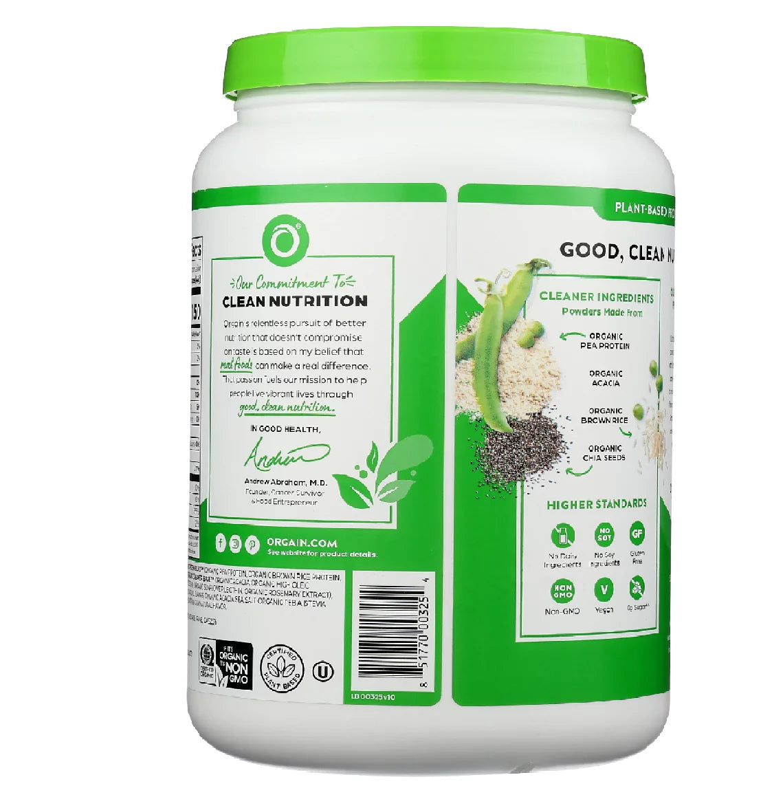 Organic Vanilla Bean Protein Powder, 2.05 lb D2925