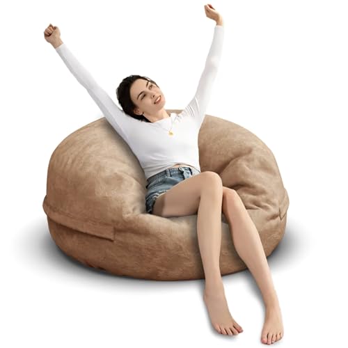 Bean Bag Chair for Adults 3FT, Soft Removable Cover, Light Gray X3039