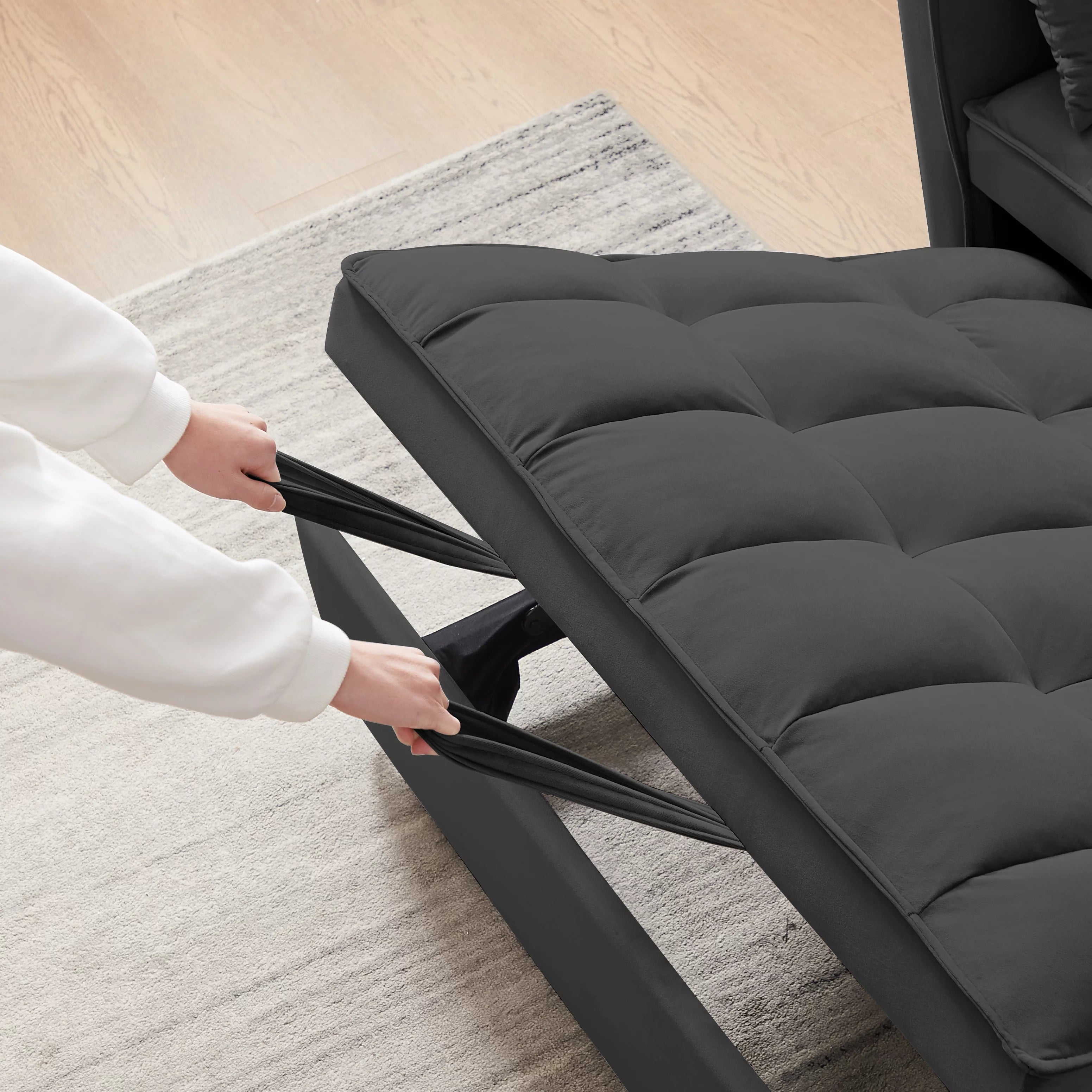 Modern Velvet Pull Out Convertible Sofa Bed with Reclining Backrest X291364