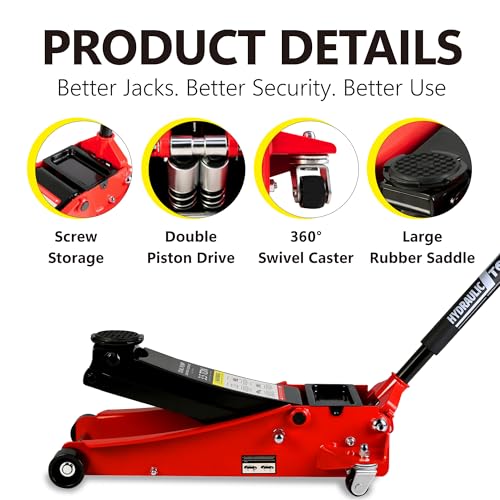 Heavy Duty Hydraulic Floor Jack, Low Profile Steel Racing Jack, 2 Ton Capacity, Blue H1350