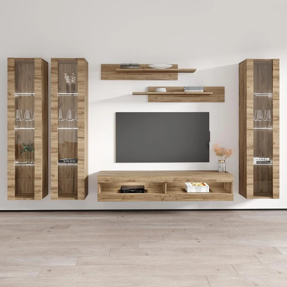 Wall Mounted Floating Entertainment Center Oak P889