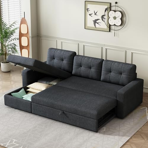 L-Shape Reversible Sectional Sleeper Sofa Bed with Storage Chaise L16844