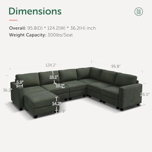 Corduroy Modular Sectional Couch with Storage, L-Shaped, 6 Seater, Dark Gray X823135