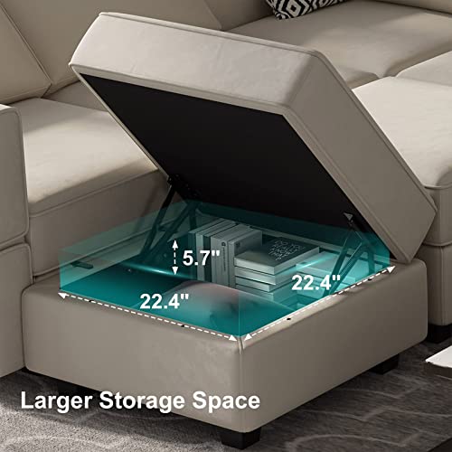 Modular Velvet Sectional Sofa with Chaise Lounge and Storage X4138