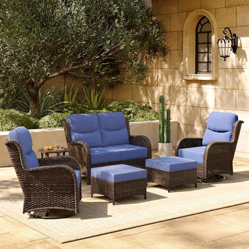 Outdoor Wicker Conversation Set with Cushions, 7 Pieces P4930