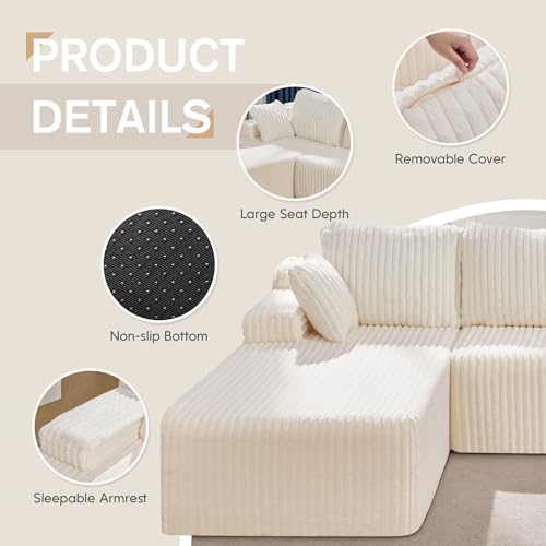 Modular L-Shape Sectional Sofa with Oversized Chaise A47792