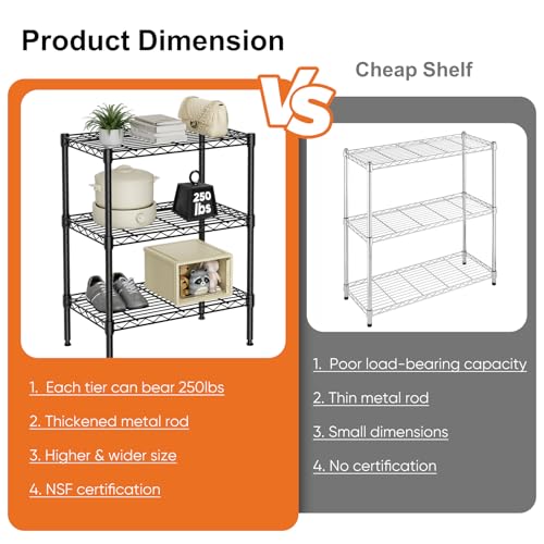 4-Shelf Storage Shelving Unit, Adjustable Metal Wire Racks, Heavy Duty Standing Shelf Organizer W583383