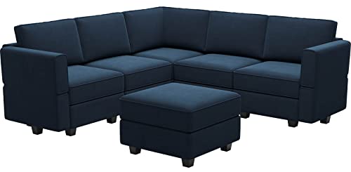 Modular Velvet Sectional Sofa with Chaise Lounge and Storage X4138