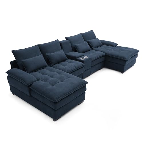 Modular Sectional Sofa with Ottoman, U-Shaped Lounge Couch H930