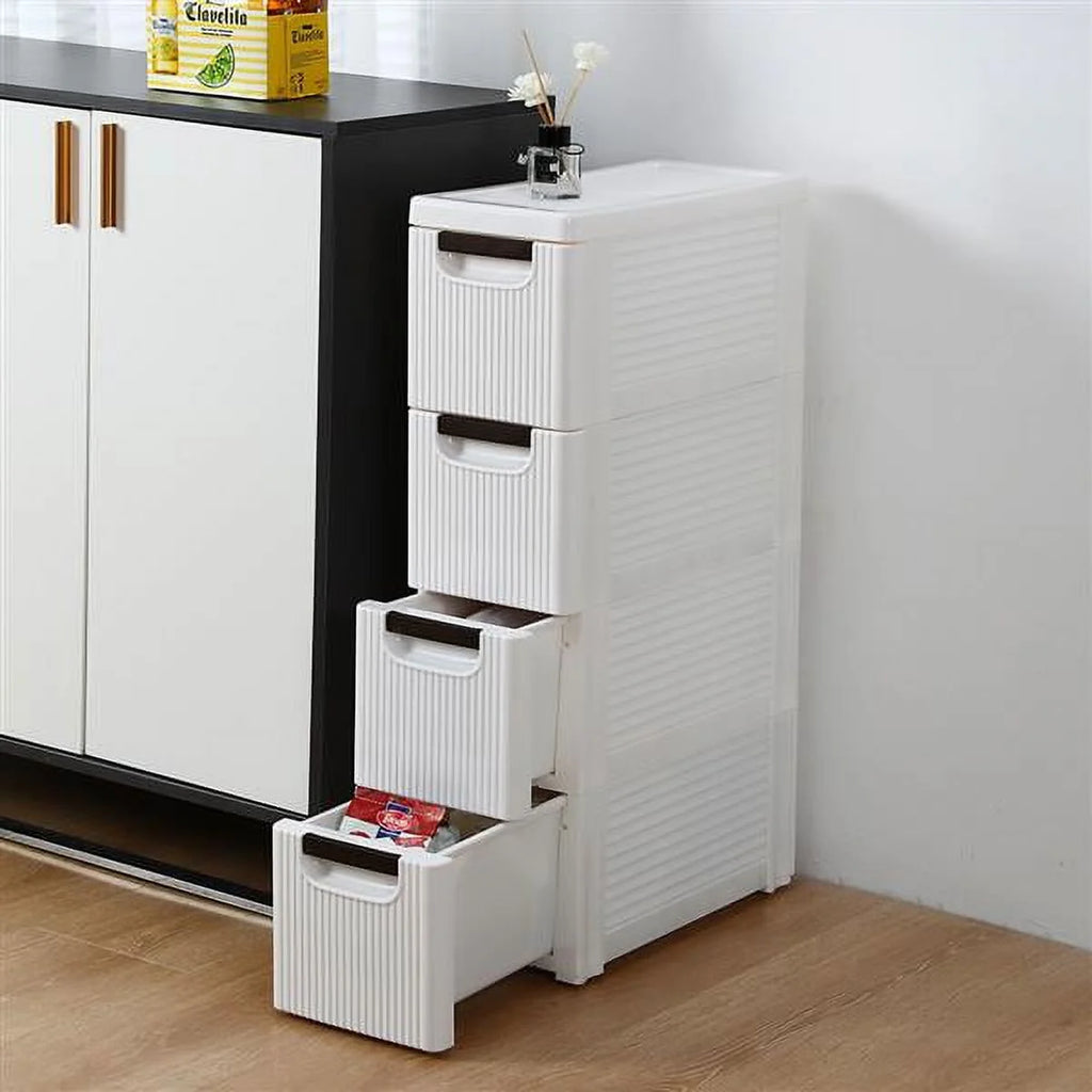 Narrow 4-Tier Rolling Cart Storage Cabinet with Wheels N1677