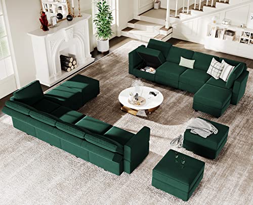 Modular Velvet Sectional Sofa with Chaise Lounge and Storage X4138