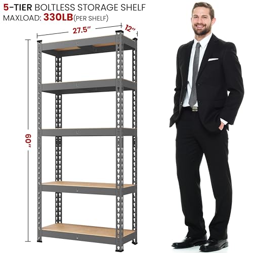 5-Tier Adjustable Metal Shelving Unit for Garage, Pantry, and Warehouse M7734