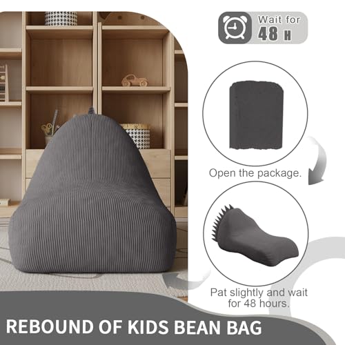 Unicorn Bean Bag Chair for Kids with Filler, Corduroy Floor Lounger, Pink W9694