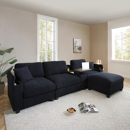 Modular Sectional Sofa with Ottoman, U-Shaped Lounge Couch H930