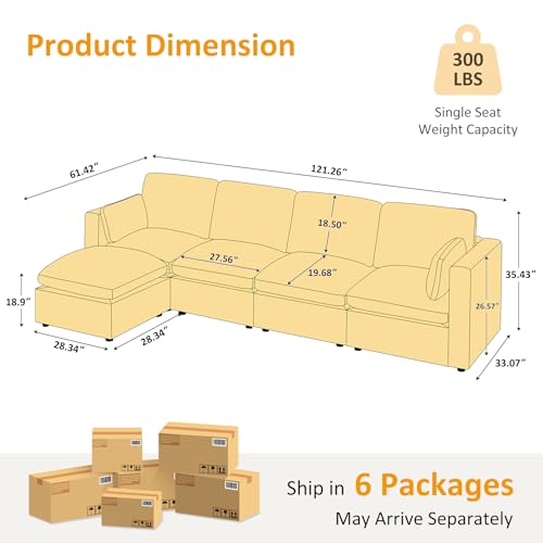 Modular Sectional Sofa with Ottoman for Small Apartments G42700