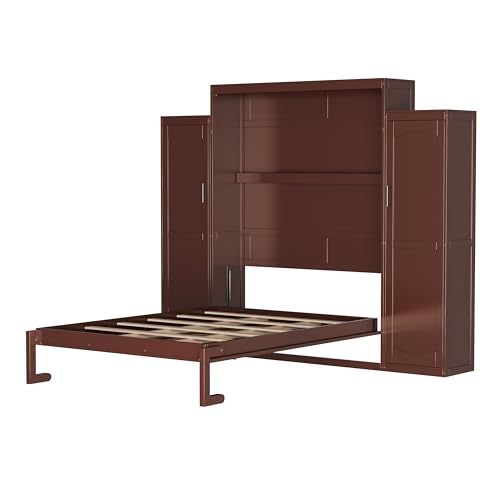 Murphy Bed with Two Wardrobes and Storage Shelf for Small Bedrooms A623