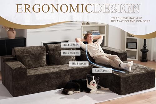 L-Shape Modular Sectional Sofa with Deep Seat, No Assembly Required C597556