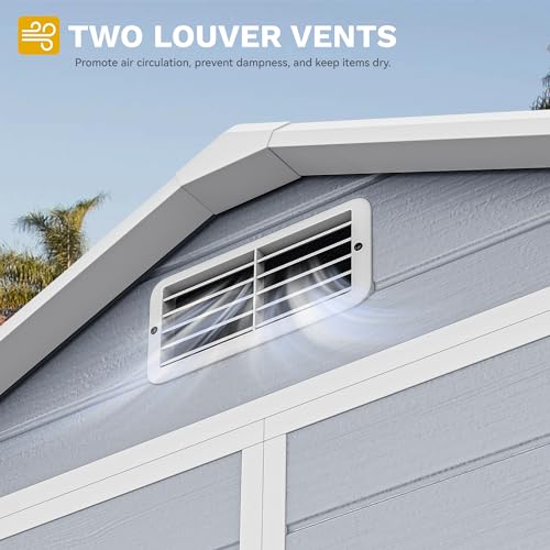 Resin Storage Shed with Reinforced Floor, Lockable Door and Vents I92384