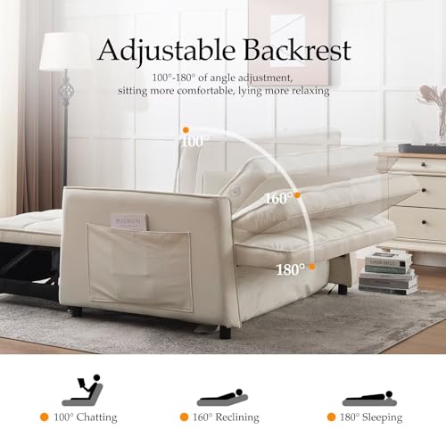 Convertible Sleeper Sofa Couch Bed with USB Port, Adjustable Backrest, Light Grey G549