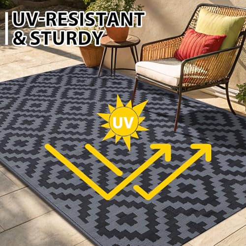 Waterproof Outdoor Rug 5x8 ft, Reversible Plastic Straw Patio Mat Z2613