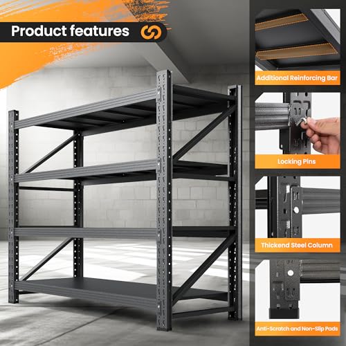 Heavy Duty 4-Tier Metal Garage Shelving Unit, Adjustable Steel Storage Rack D5378
