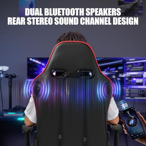 Gaming Chair with Speakers, Recliner with Footrest, Height Adjustable I3670