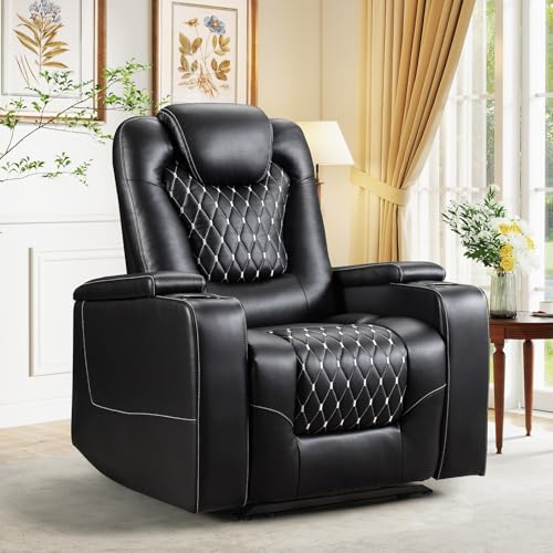 Recliner Chair with USB Ports and Cup Holders, PU Leather, Red F8675
