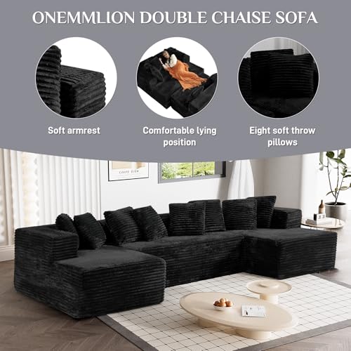 Modular Sectional Sofa with Chaise Lounge, Corduroy Memory Foam, Black Z82307