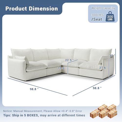 Modular Sectional Sofa, Waterproof Down Filled, Dark Gray C7587