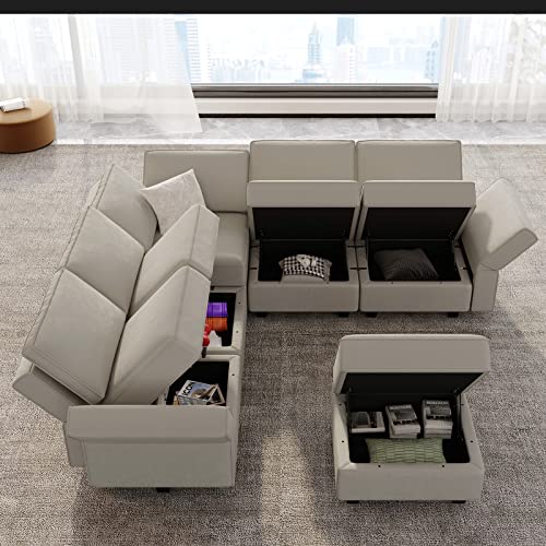 Modular Velvet Sectional Sofa with Chaise Lounge and Storage X4138