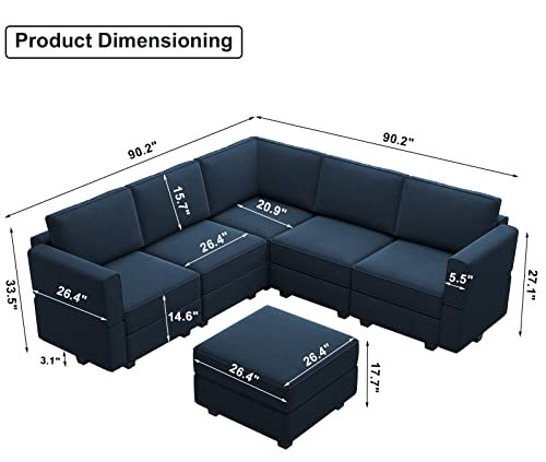 Modular Velvet Sectional Sofa with Chaise Lounge and Storage X4138